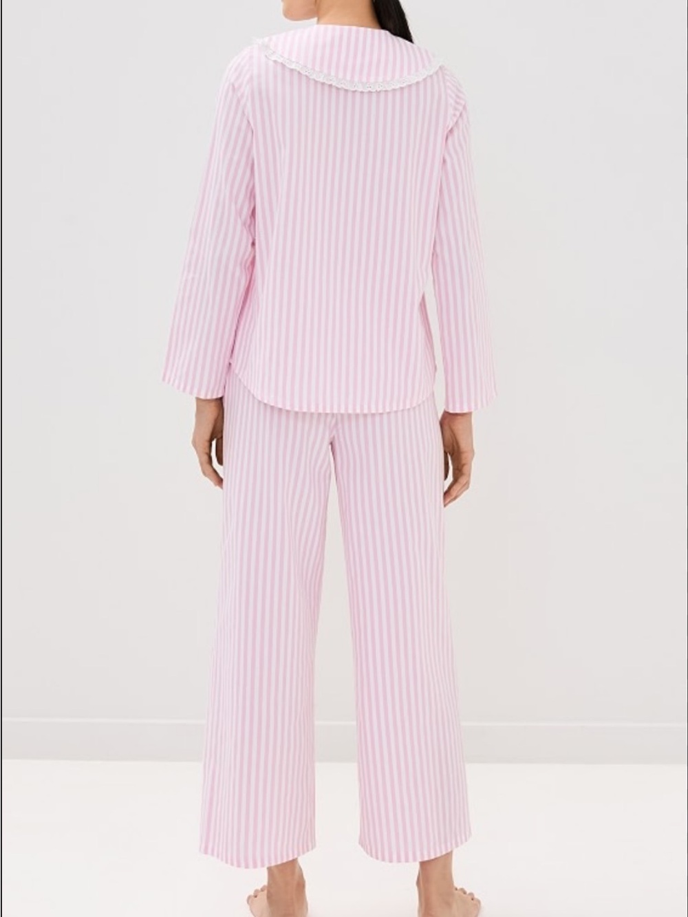 Hill House Pink Stripe Lace-Collar Women’s Pajama Set - Picture 2 of 5